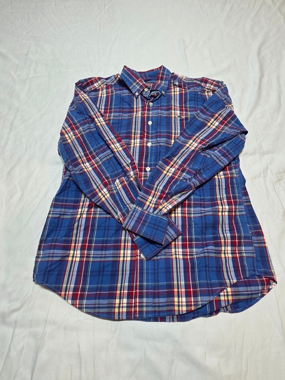 Vineyard Vines Blue and Red Plaid Button-Down Shirt